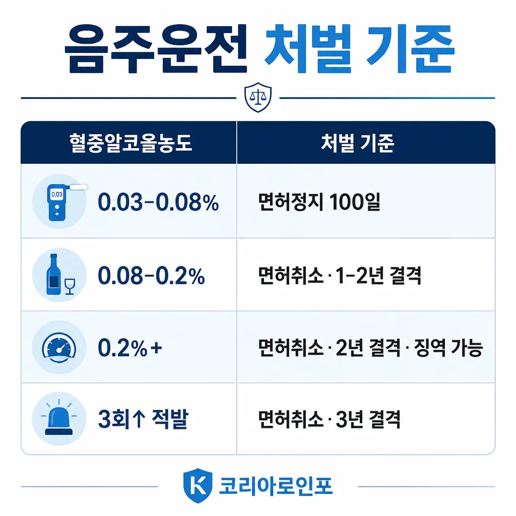 음주운전 처벌 기준 카와이 인포그래픽
