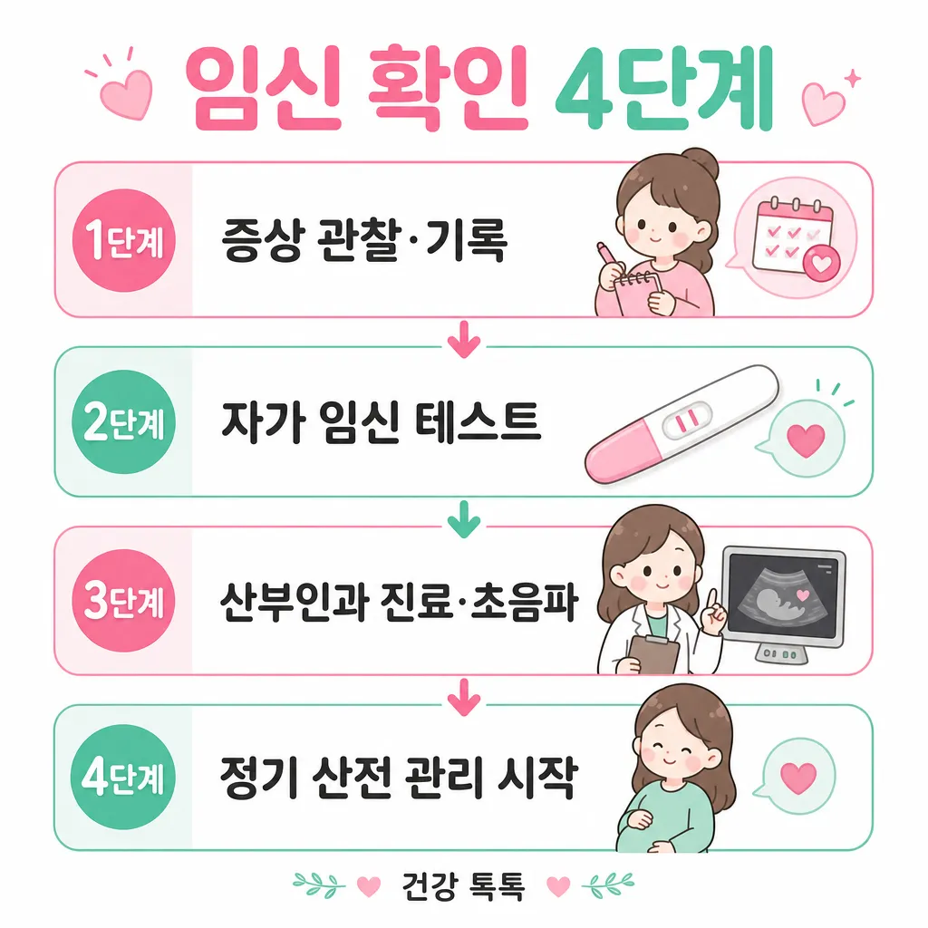 임신 확인 4단계 카와이 인포그래픽