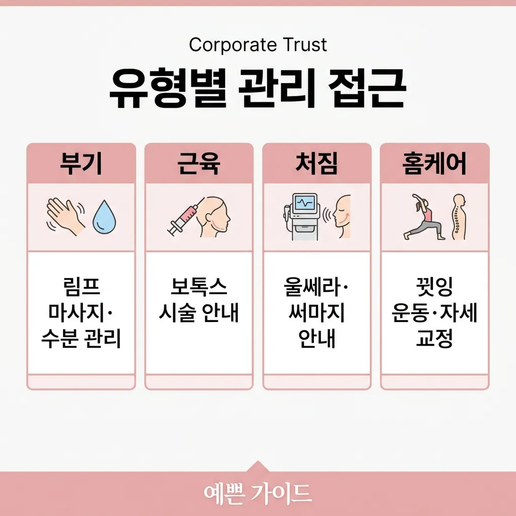얼굴 작아지는 법 유형별 관리 접근 — 부기·근육·처짐·홈케어