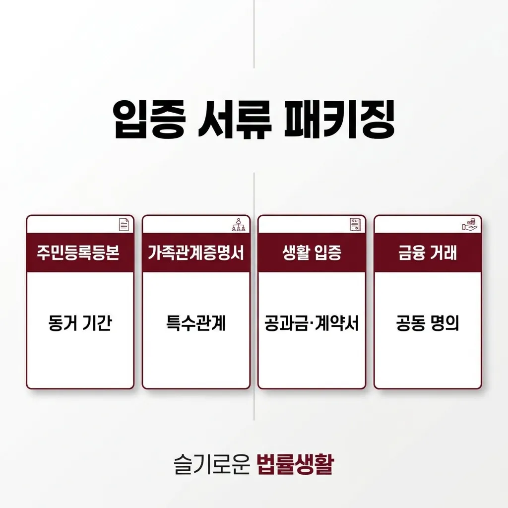 사실혼 증명서 입증 서류 — 주민등록·가족관계·생활·금융