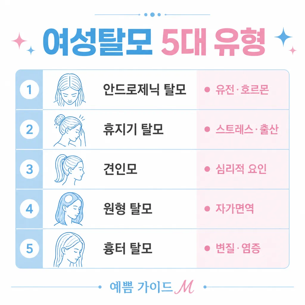 여성탈모 5대 유형 카와이 인포그래픽