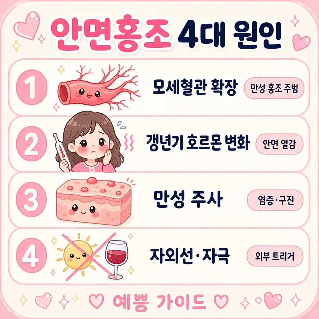 안면홍조 4대 원인 카와이 인포그래픽