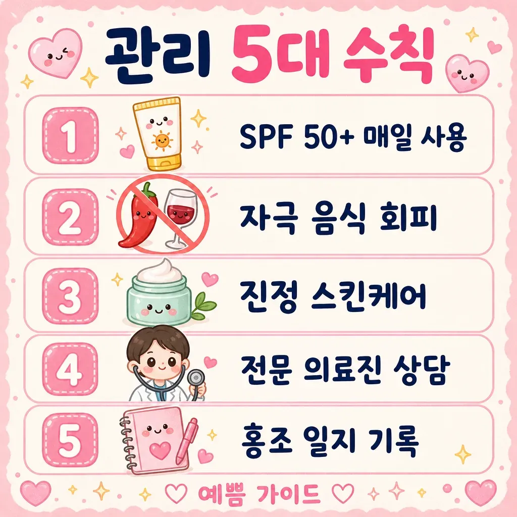 안면홍조 관리 5대 수칙 카와이 인포그래픽