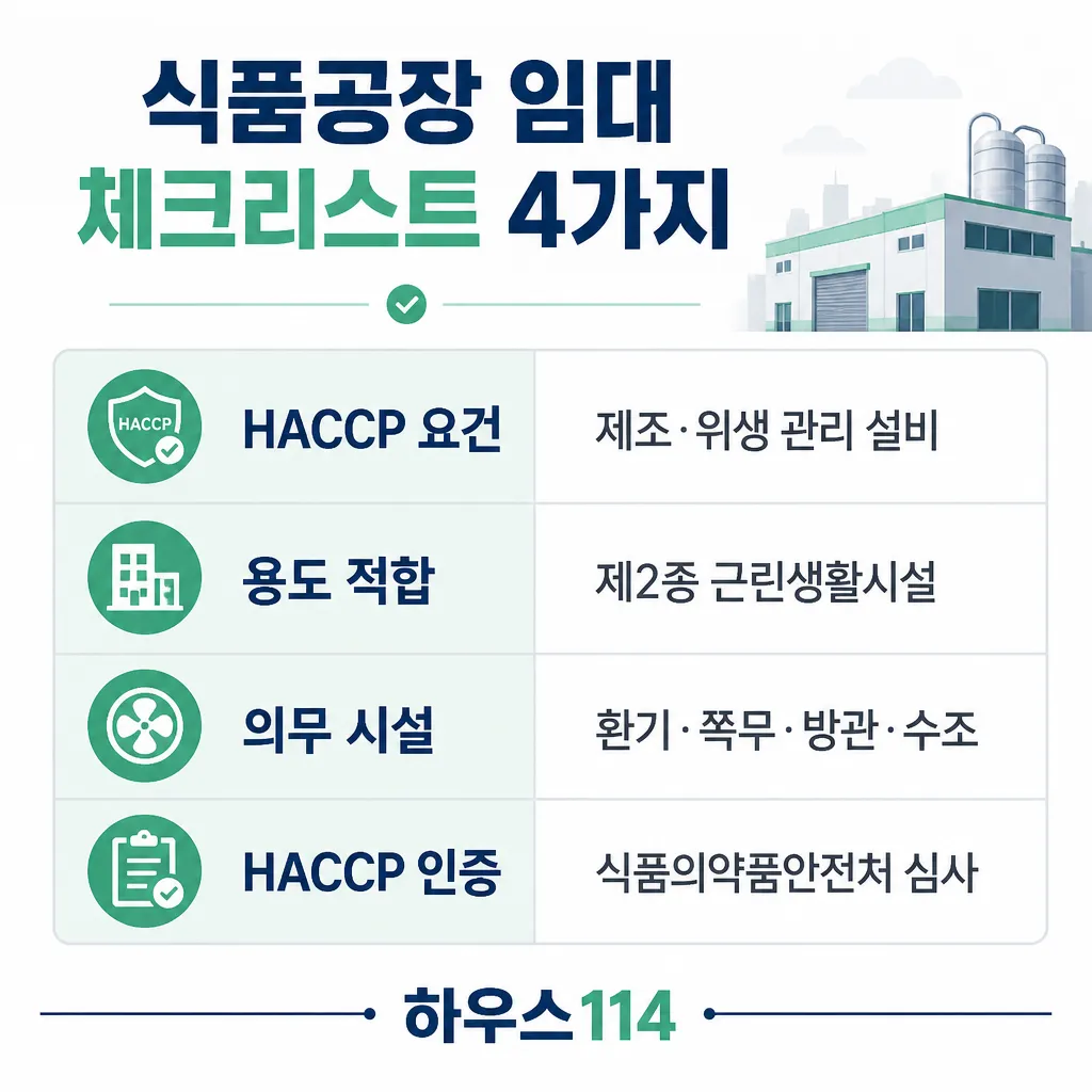 식품공장 임대 체크리스트 카와이 인포그래픽