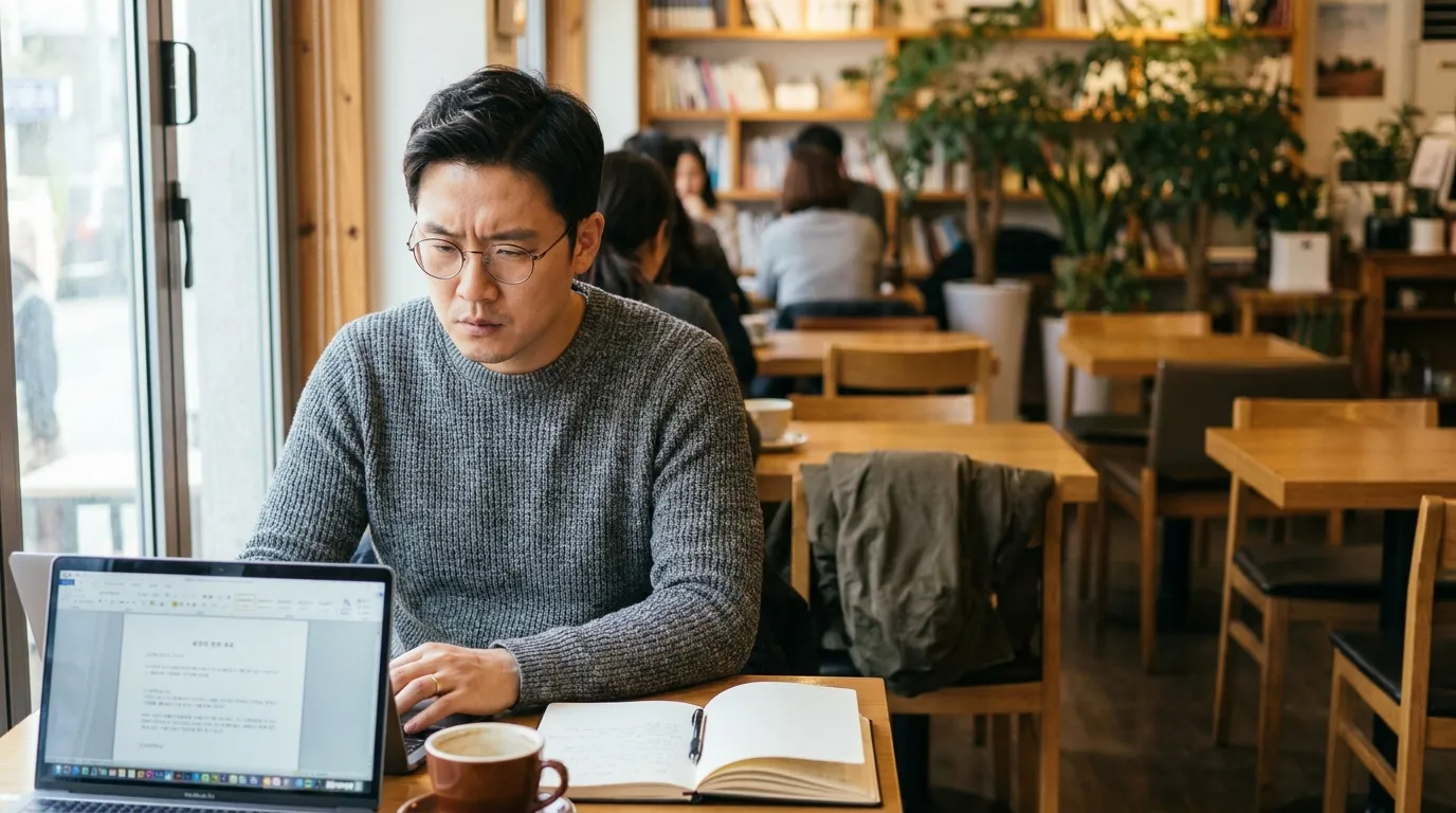 프리랜서 햇살론 — 30대 프리랜서 카페에서 신청 검토 모습