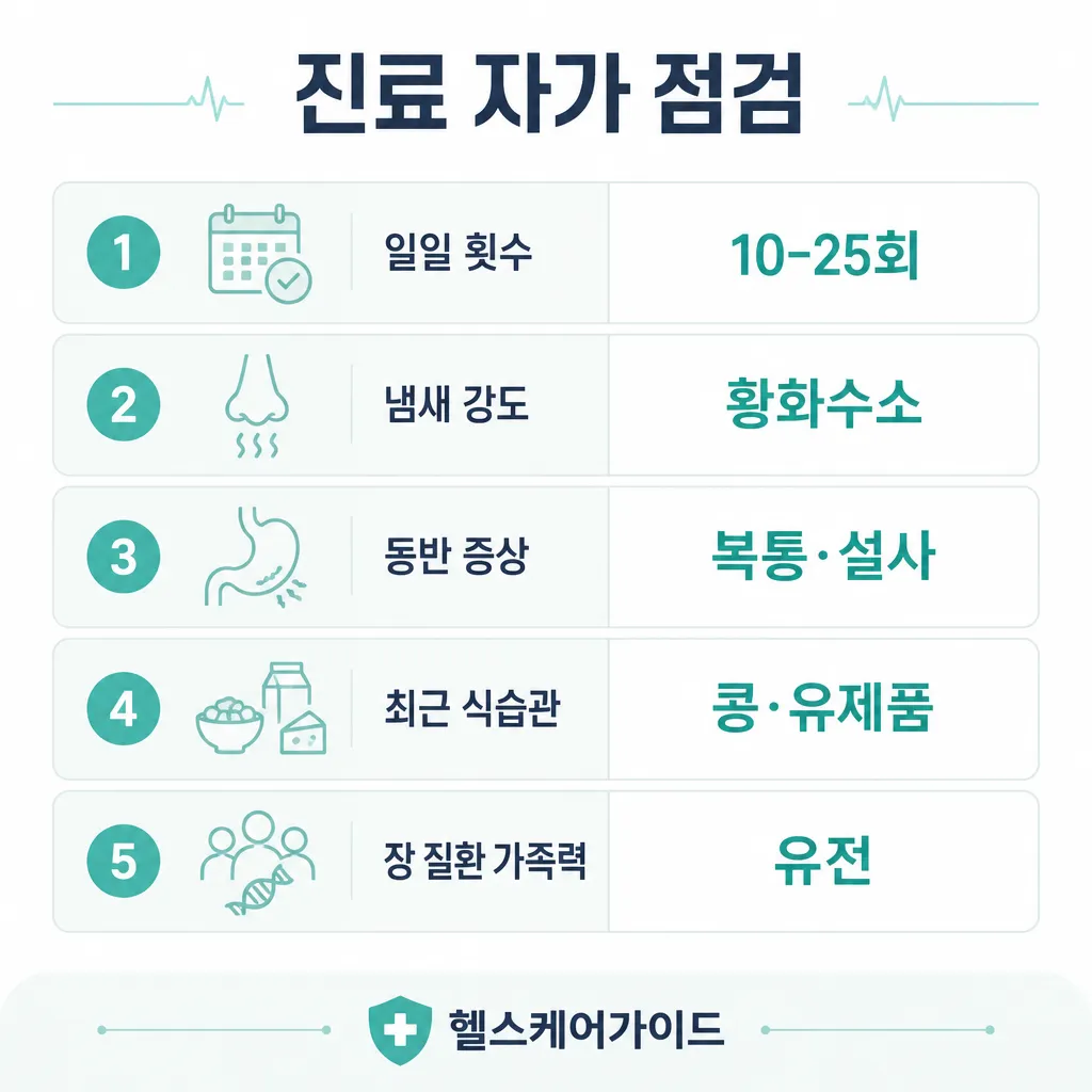 진료 자가 점검 5가지 인포그래픽