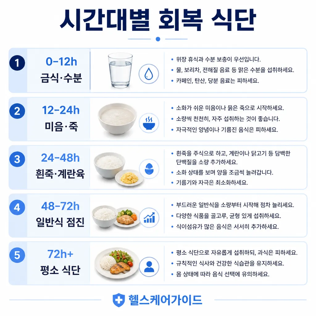 시간대별 회복 식단 시뮬레이션 인포그래픽