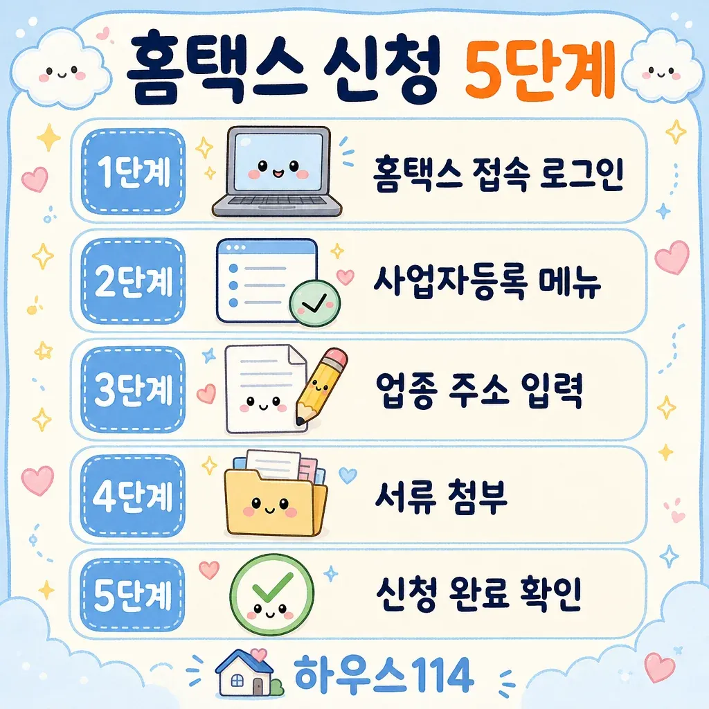 개인사업자등록 홈택스 신청 5단계 카와이 인포그래픽