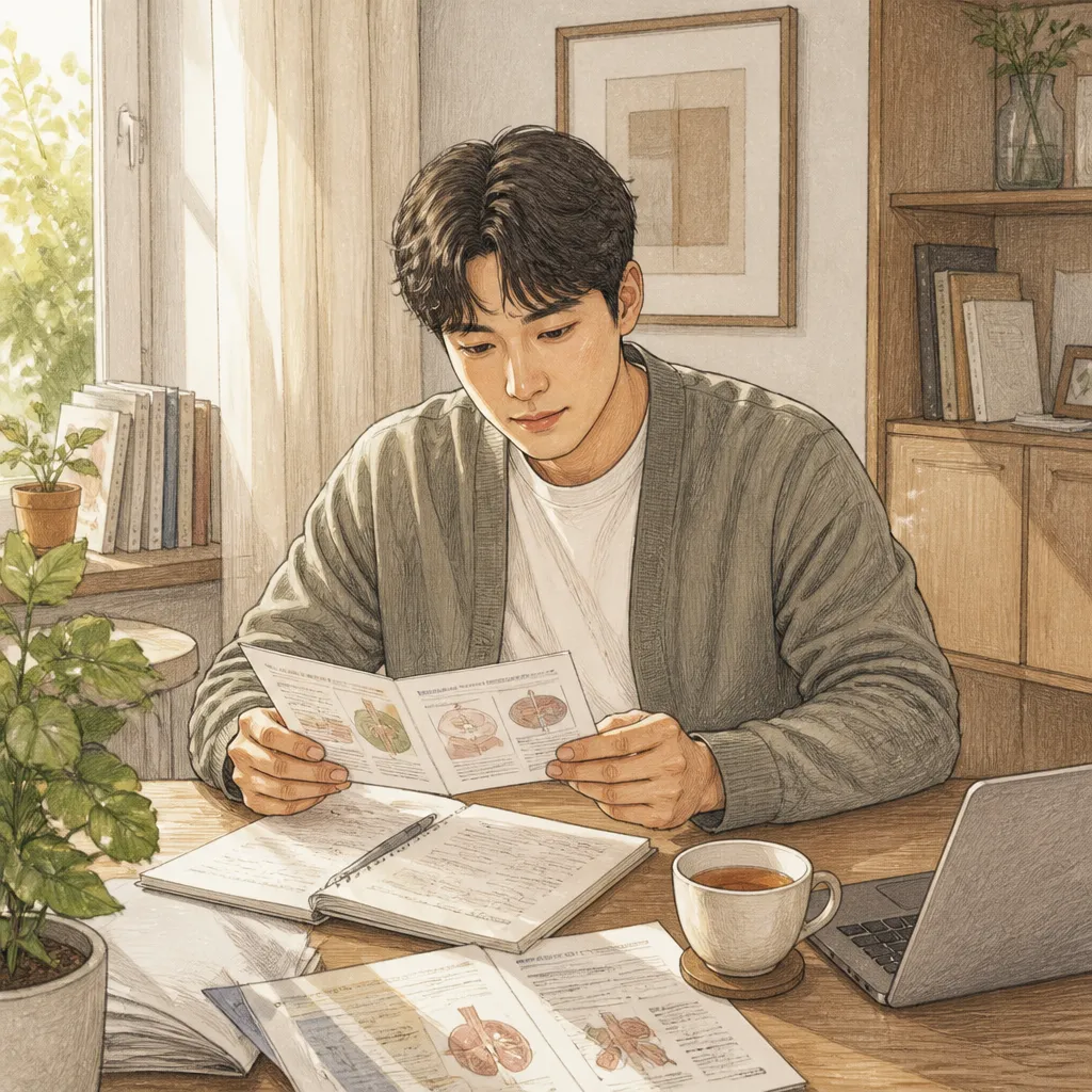 의료 자료 검토하는 사람