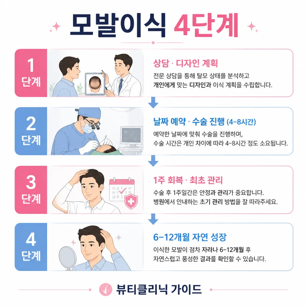 모발이식 4단계 카와이 인포그래픽