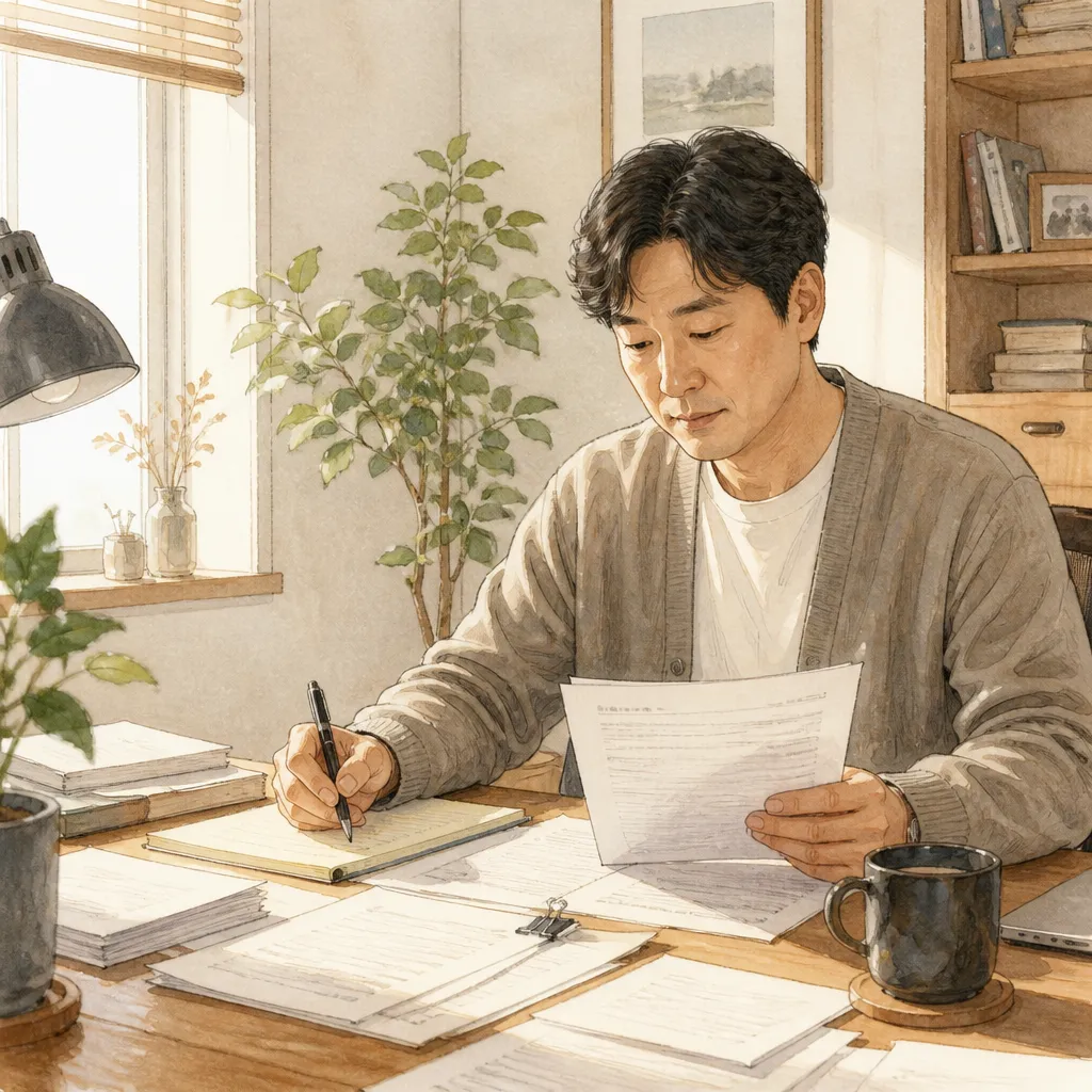 법률 서류 검토하는 사람