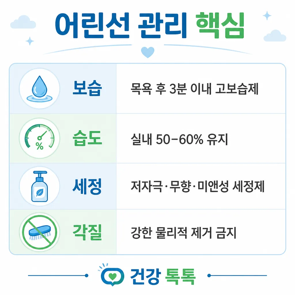 어린선 관리 핵심 카와이 인포그래픽