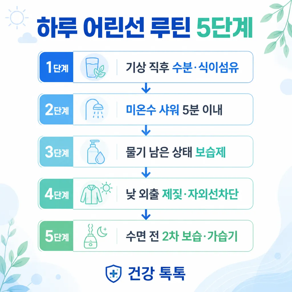 하루 어린선 루틴 5단계 카와이 인포그래픽