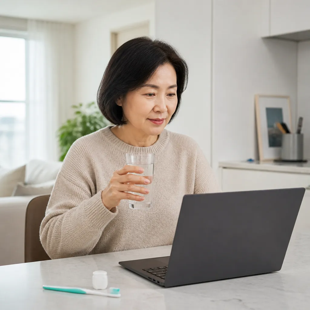 치과 관리 정보 검토하는 사용자