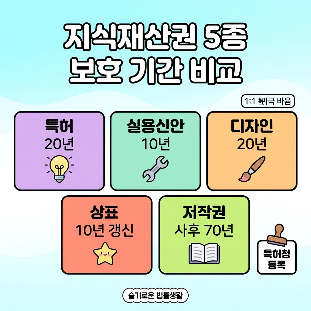 지식재산권 5종 유형별 보호 기간 비교