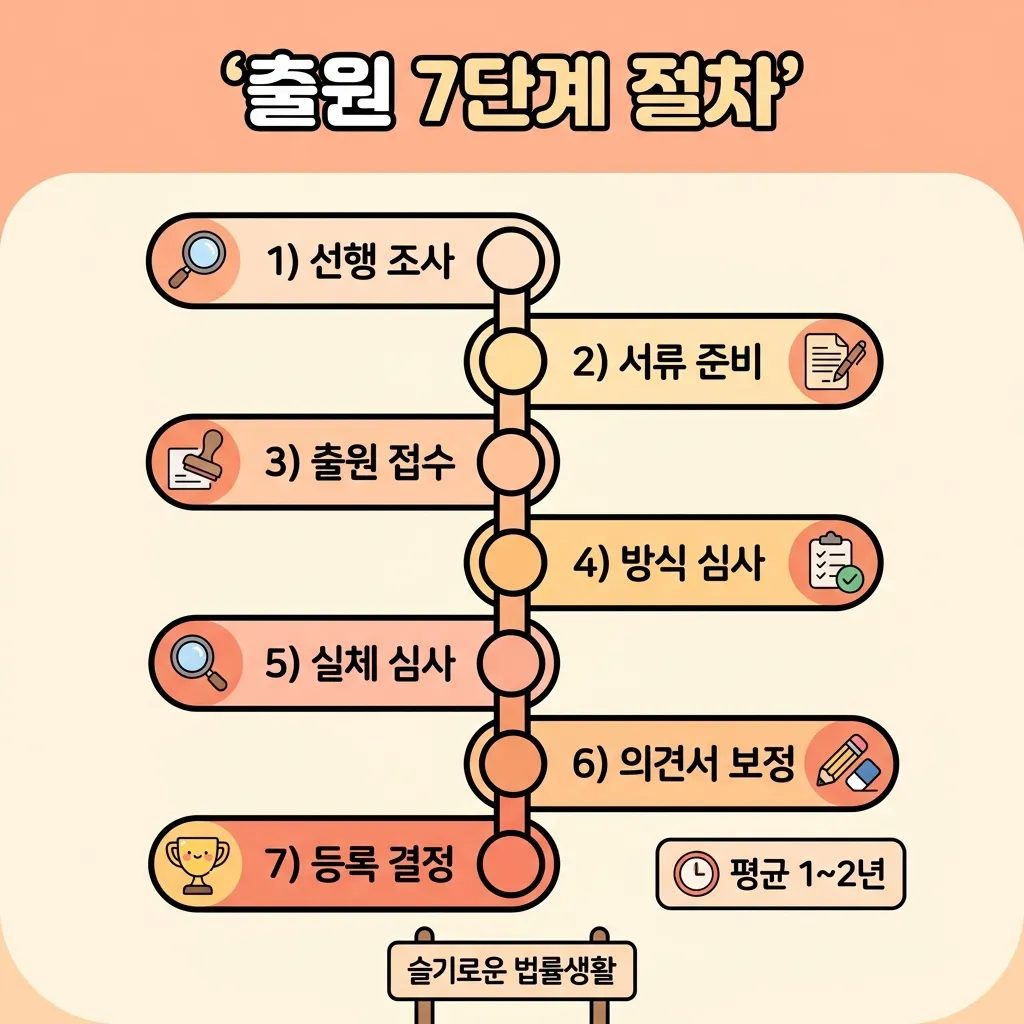 지식재산권 출원 7단계 절차 타임라인
