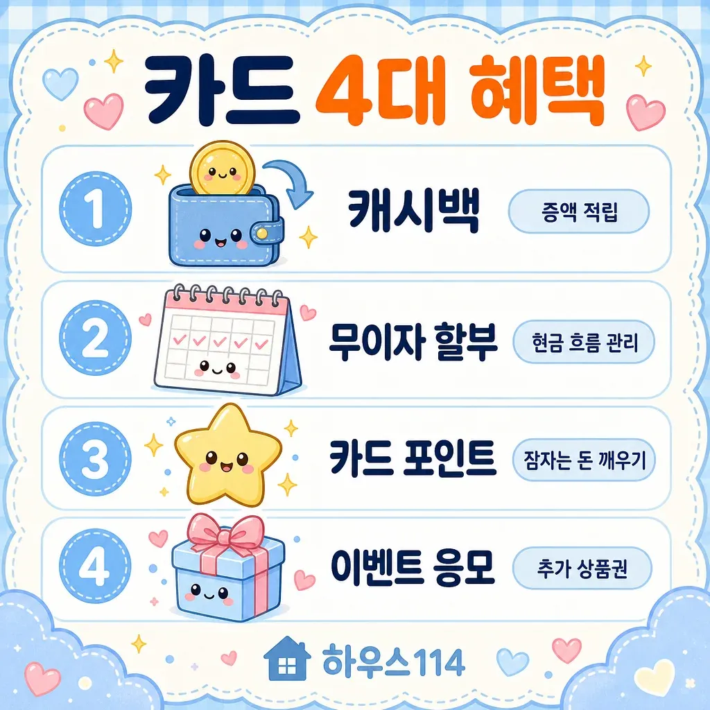 재산세카드혜택 카드 4대 혜택 카와이 인포그래픽