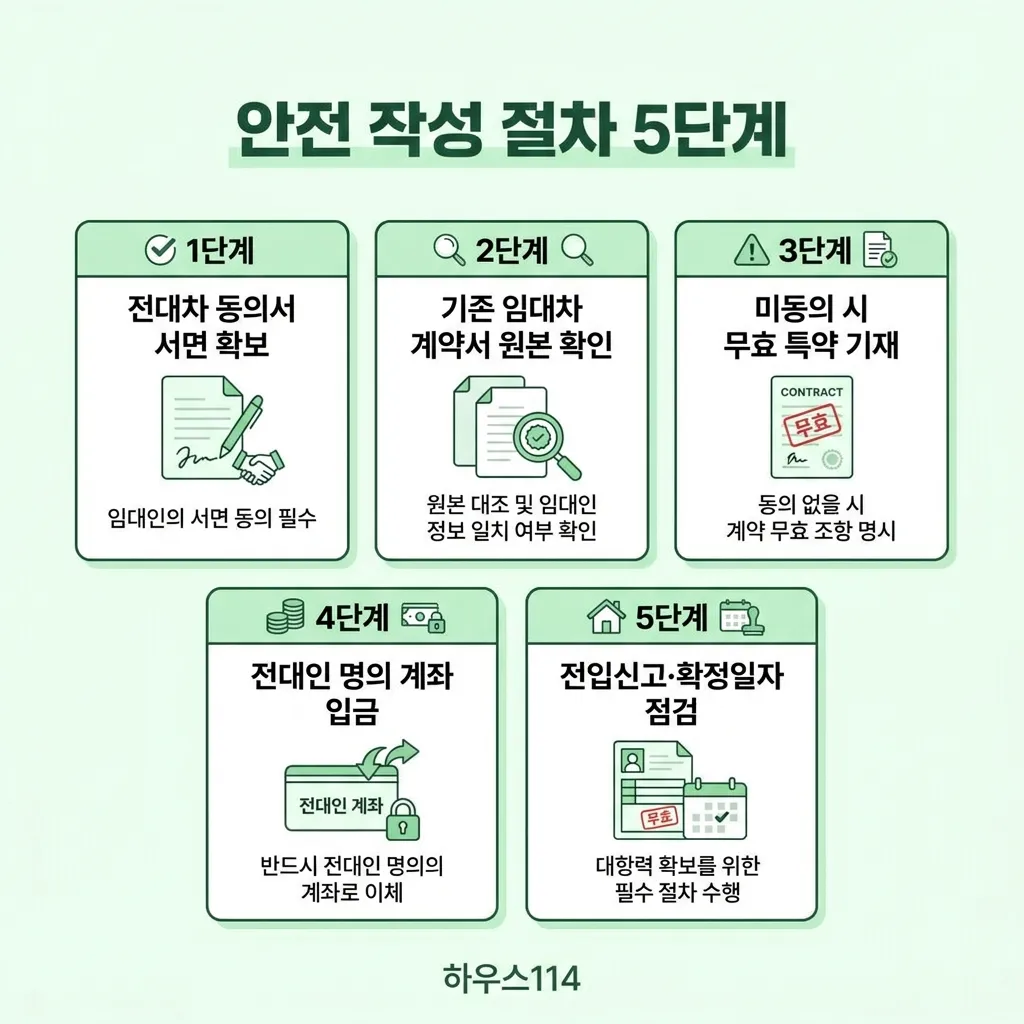 전전세계약서 안전 작성 절차 5단계 — 동의서·특약·입금