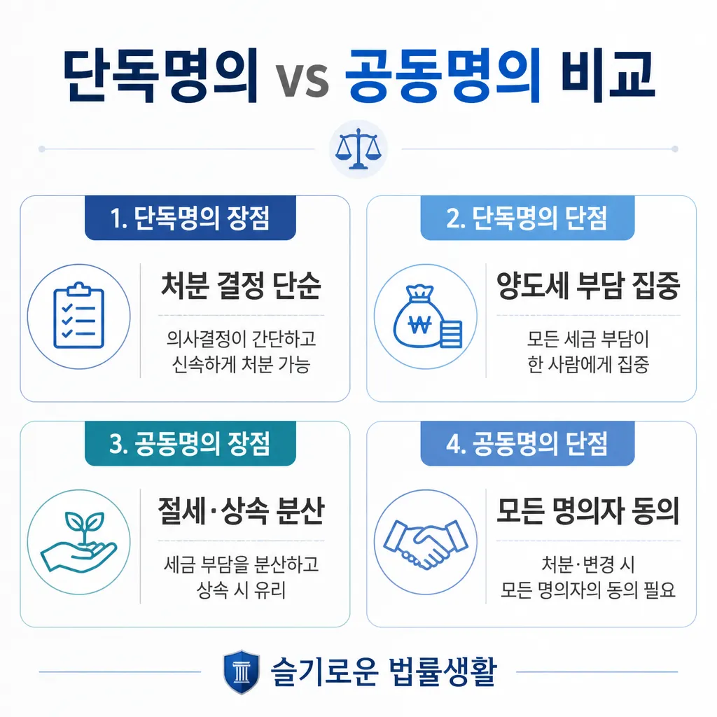 단독명의 vs 공동명의 비교 — 장점·단점 정리