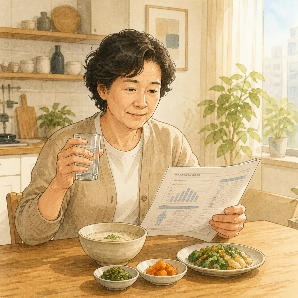 간 건강 검진 결과 확인하는 사람