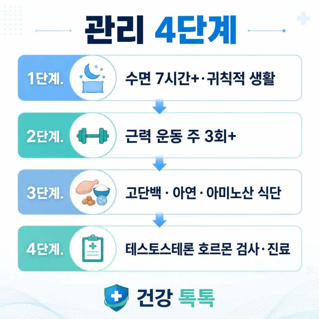 남성갱년기 관리 4단계 카와이 인포그래픽