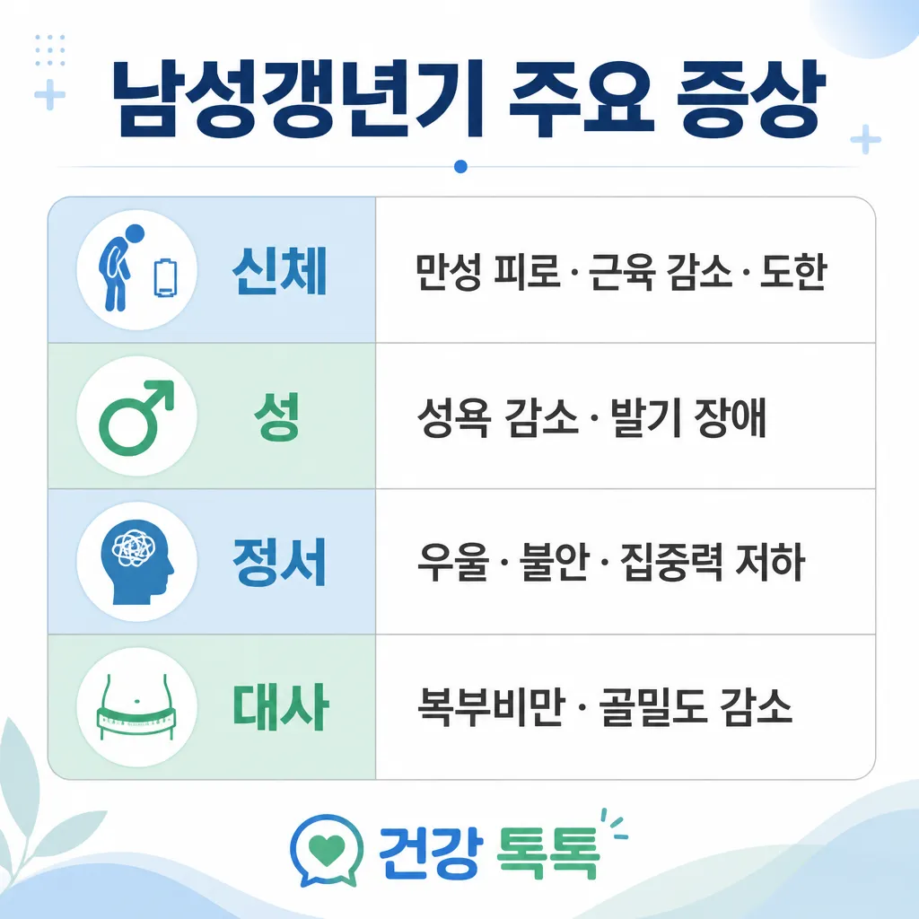남성갱년기 주요 증상 카와이 인포그래픽