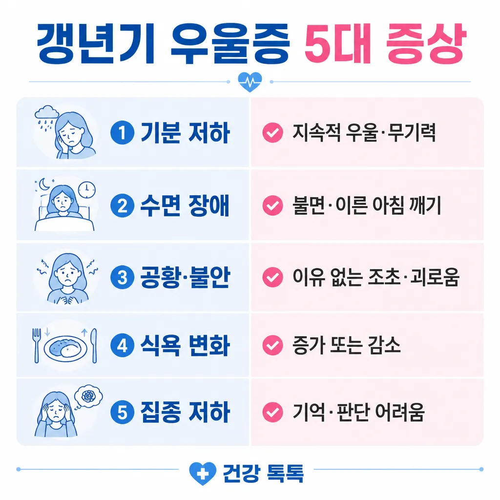 갱년기 우울증 5대 증상 카와이 인포그래픽