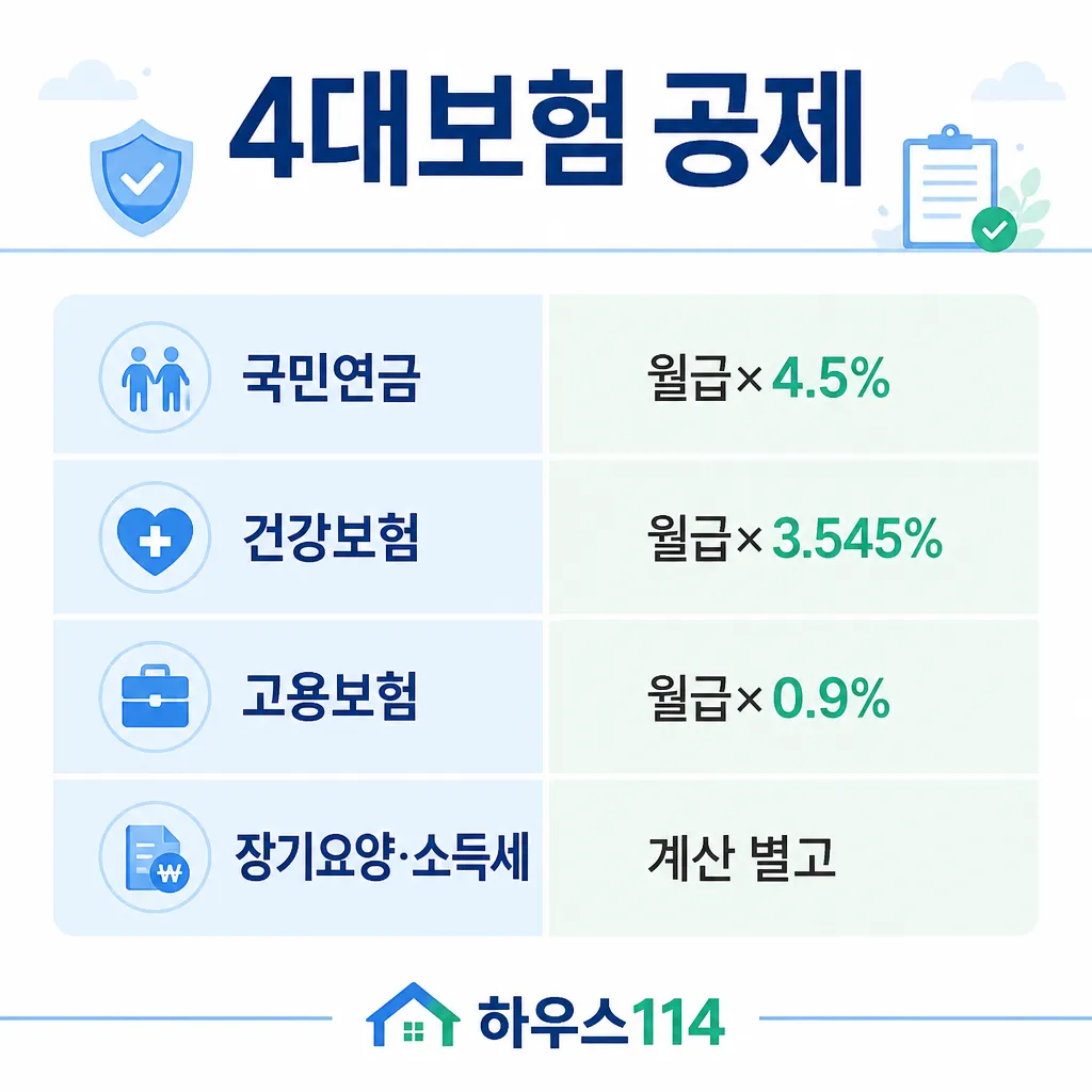 4대보험 공제 카와이 인포그래픽