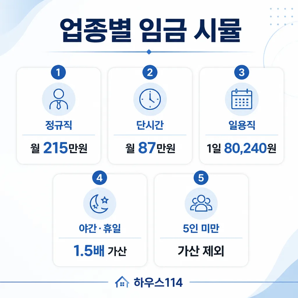 업종별 임금 시뮬레이션 인포그래픽