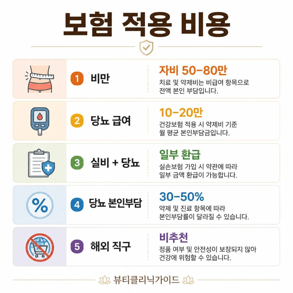 보험 적용 비용 시뮬레이션 인포그래픽