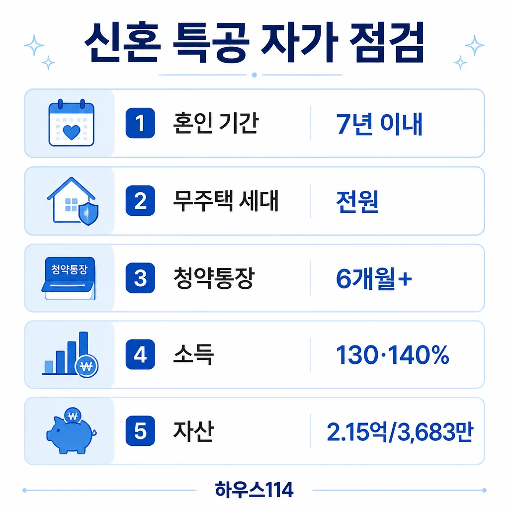 신혼 특공 자가 점검 5가지 인포그래픽