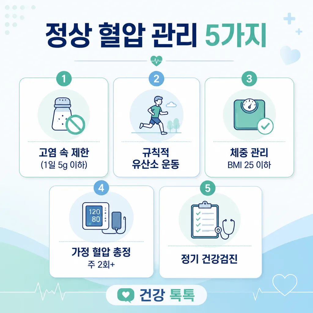 혈압 정상 수치 관리 5가지 카와이 인포그래픽