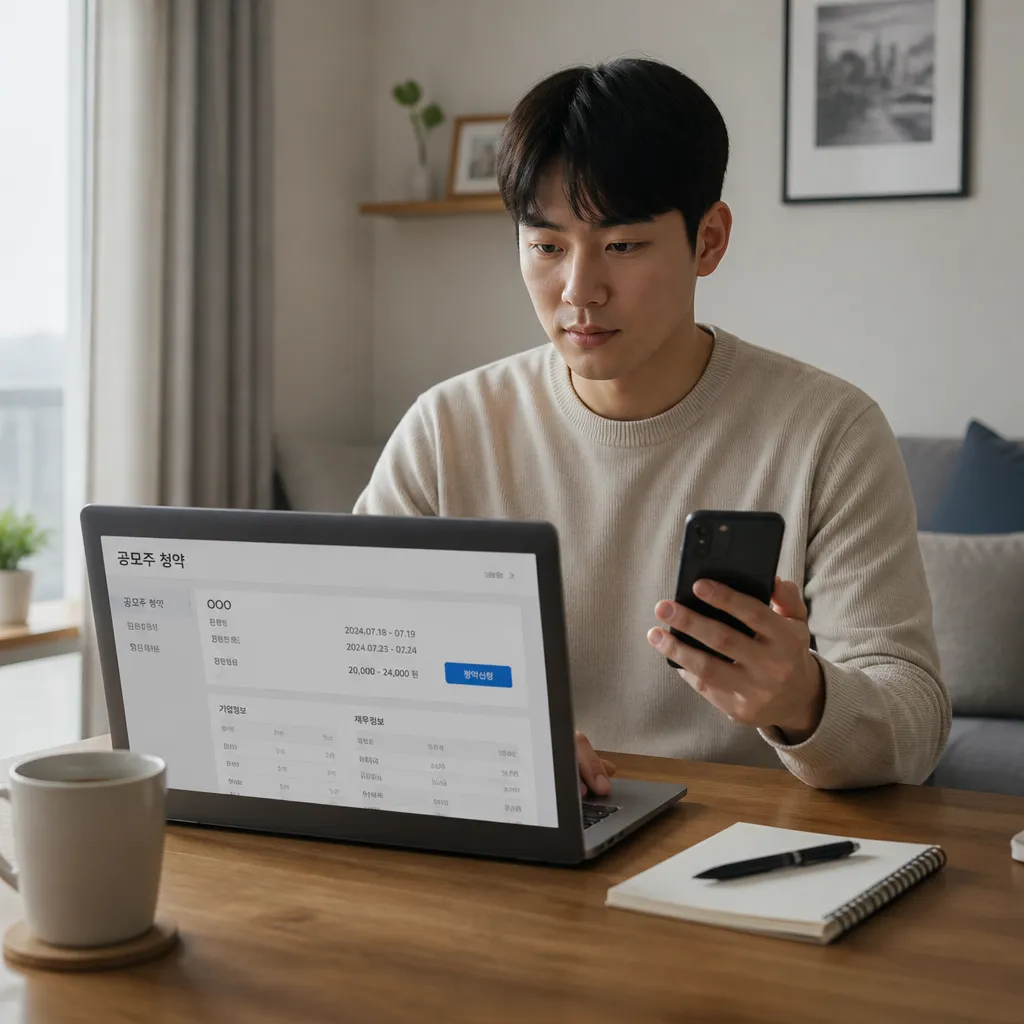 공모주 청약 검토하는 사용자