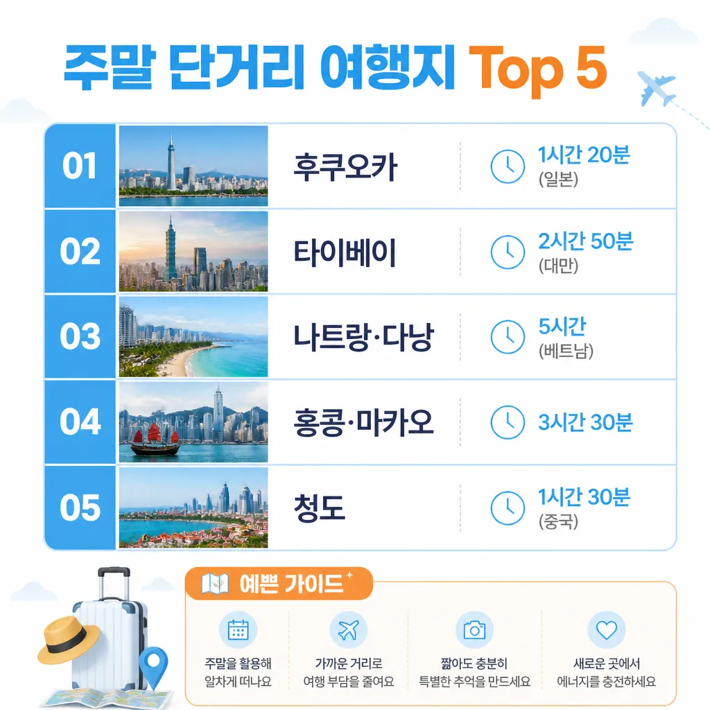 직장인 해외여행 Top 5 카와이 인포그래픽