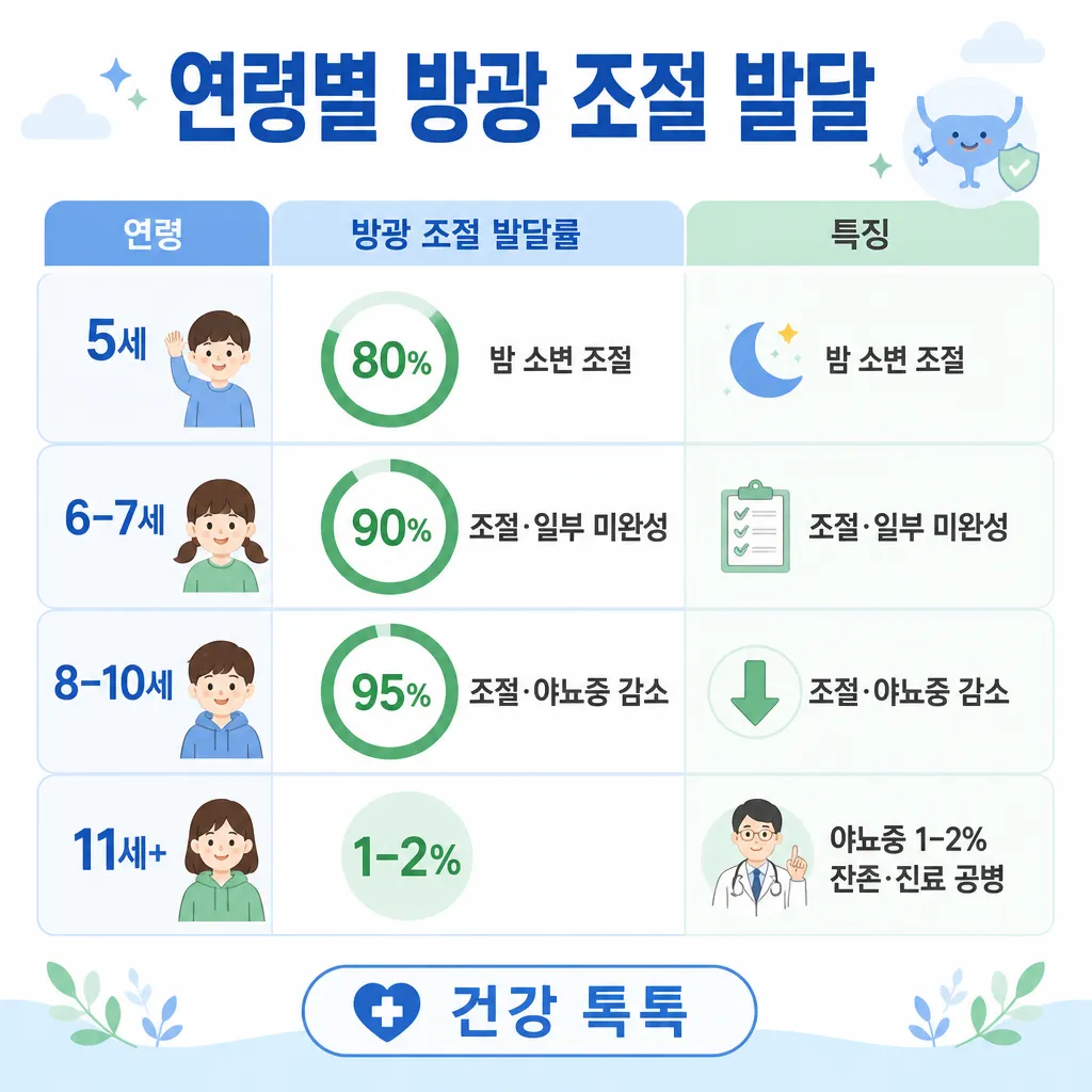 연령별 방광 조절 발달 카와이 인포그래픽