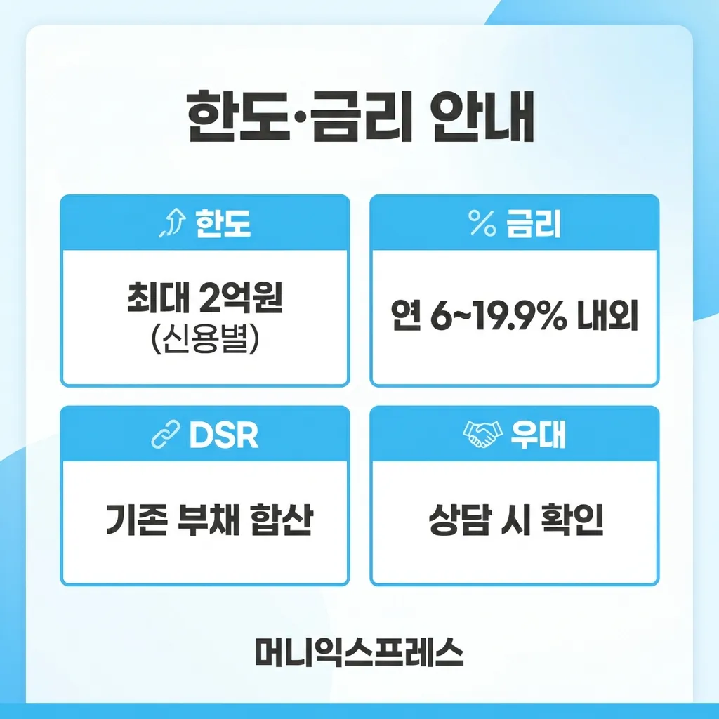 페퍼저축은행 대출 한도·금리 — 최대 2억·연 6~19.9%