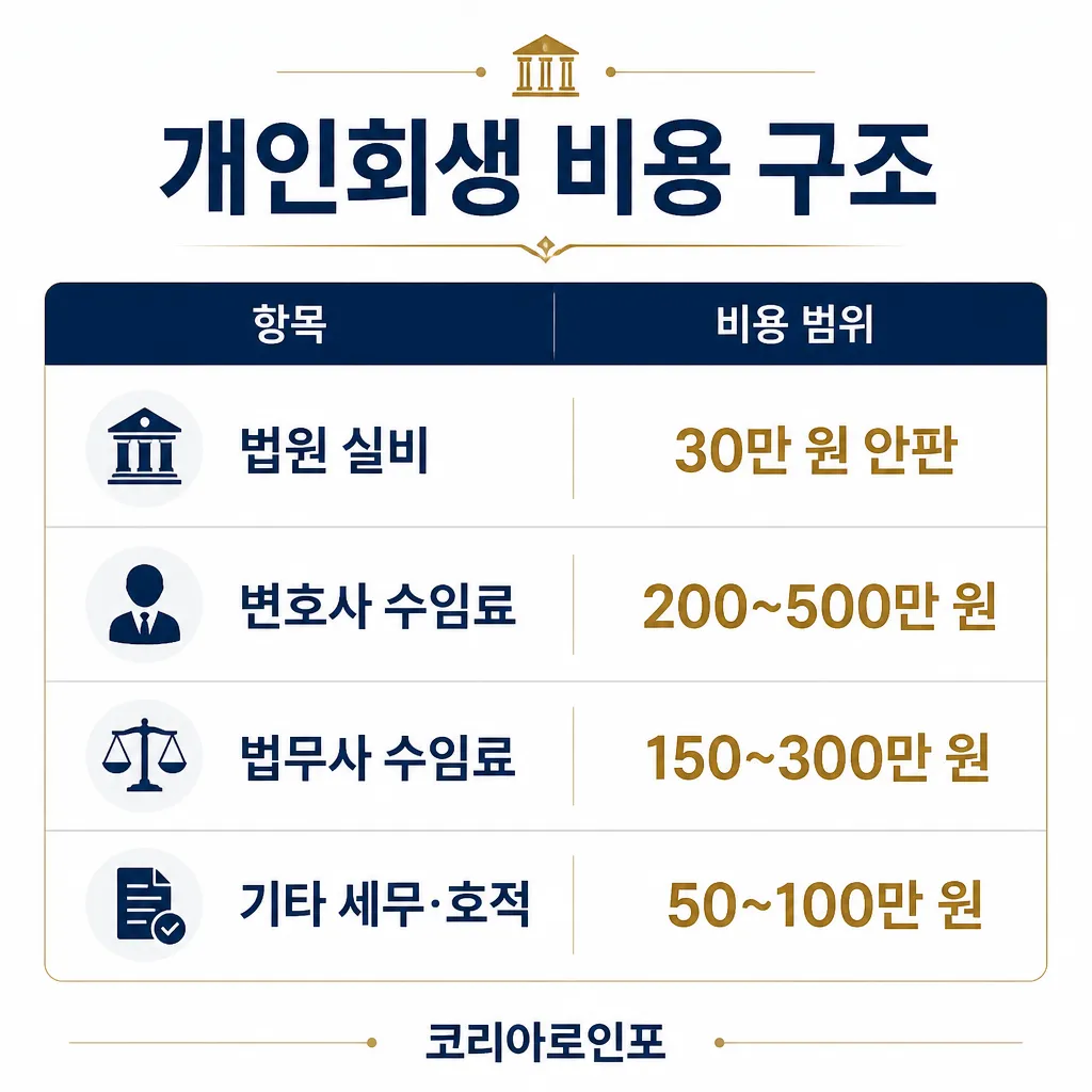 개인회생 비용 구조 카와이 인포그래픽