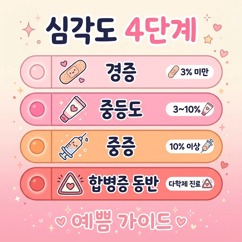 피부건선 심각도 4단계 카와이 인포그래픽