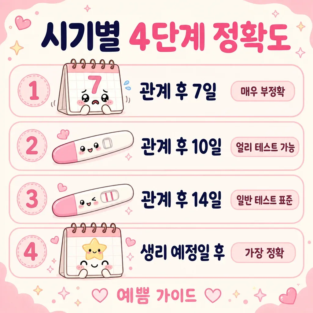 시기별 정확도 4단계 카와이 인포그래픽