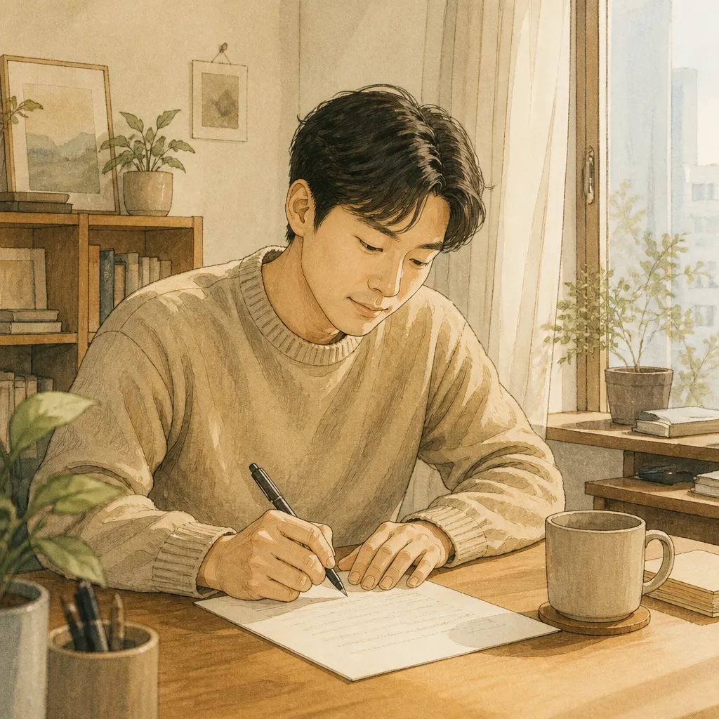 퇴사 사직서 작성하는 직장인