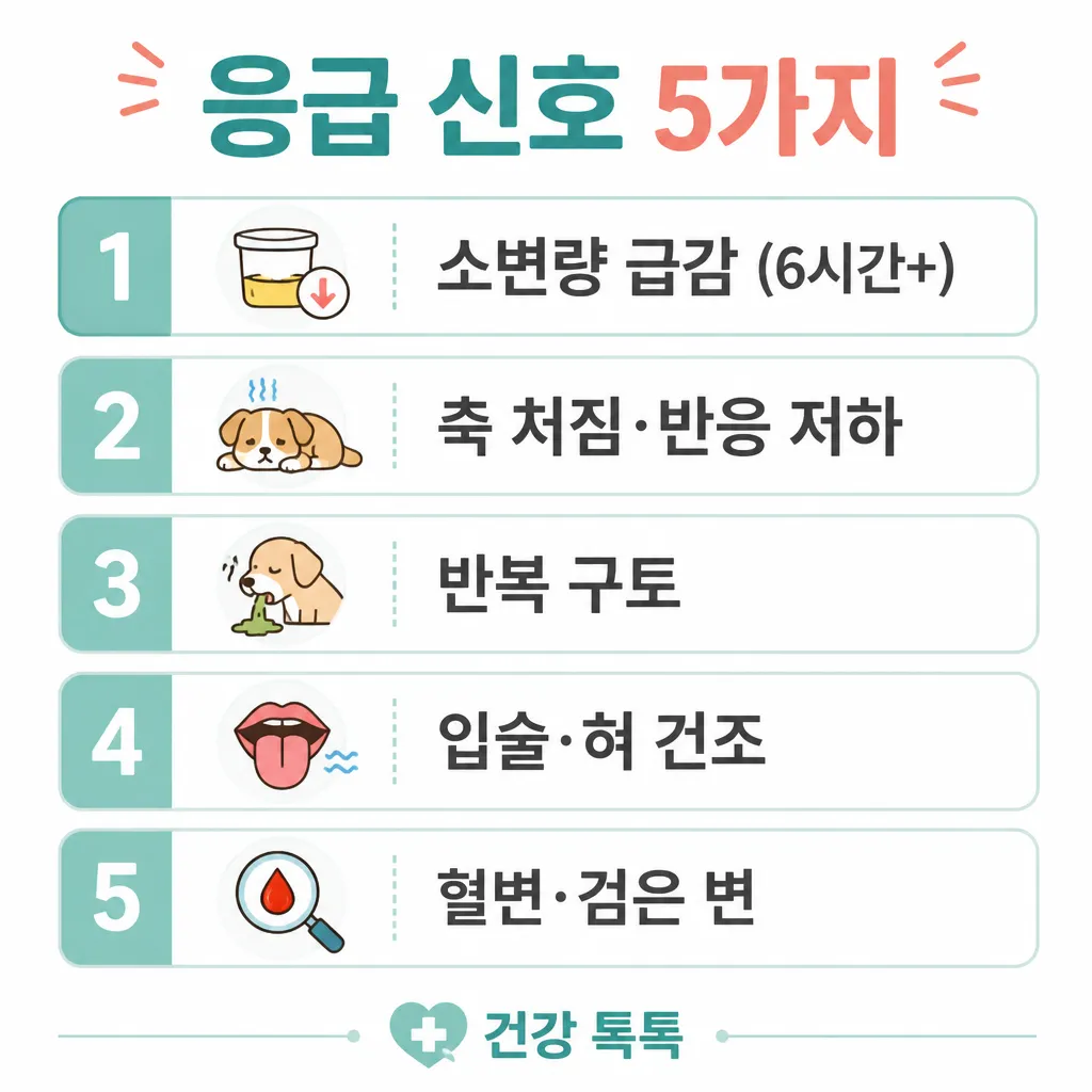 응급 신호 5가지 카와이 인포그래픽