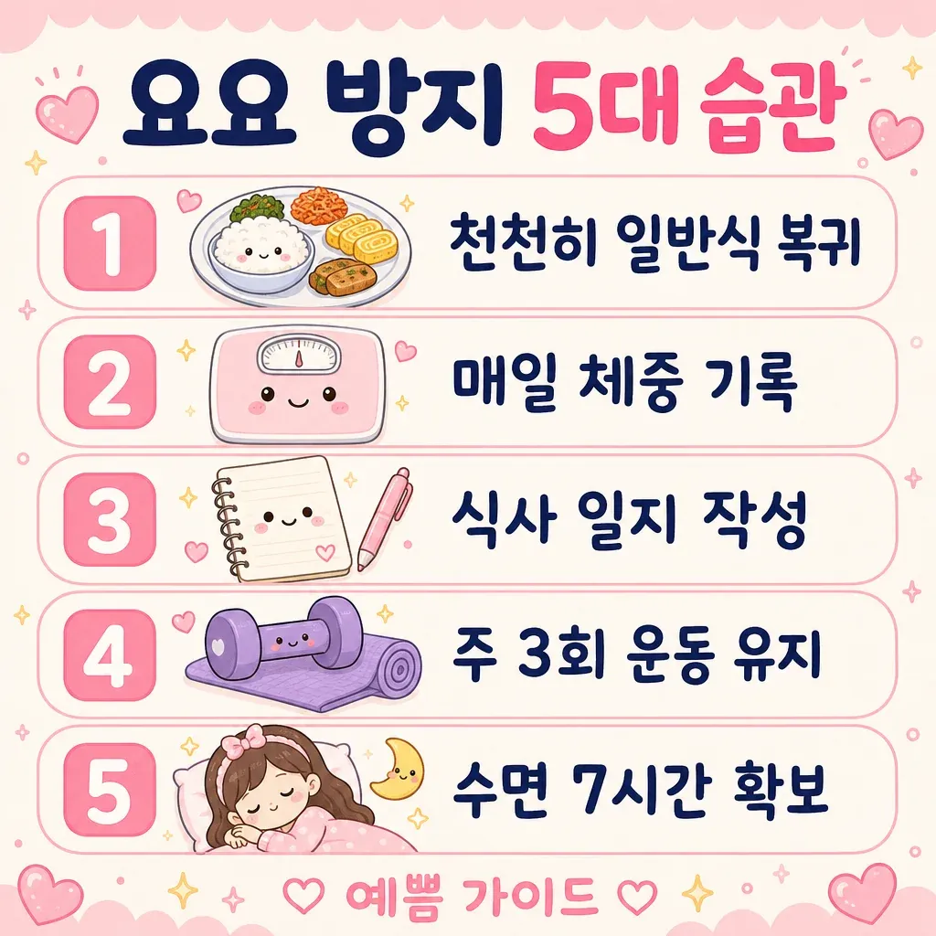 요요 방지 5대 습관 카와이 인포그래픽