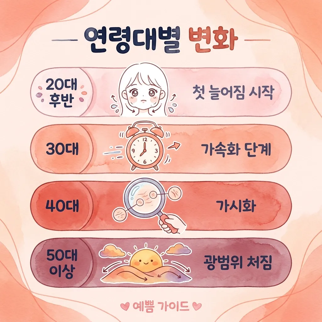 늘어진모공 연령대별 변화 카와이 인포그래픽