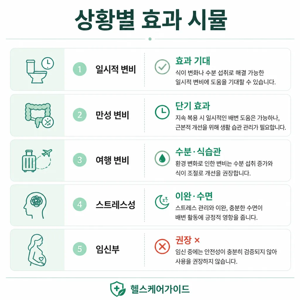 상황별 효과 시뮬레이션 인포그래픽