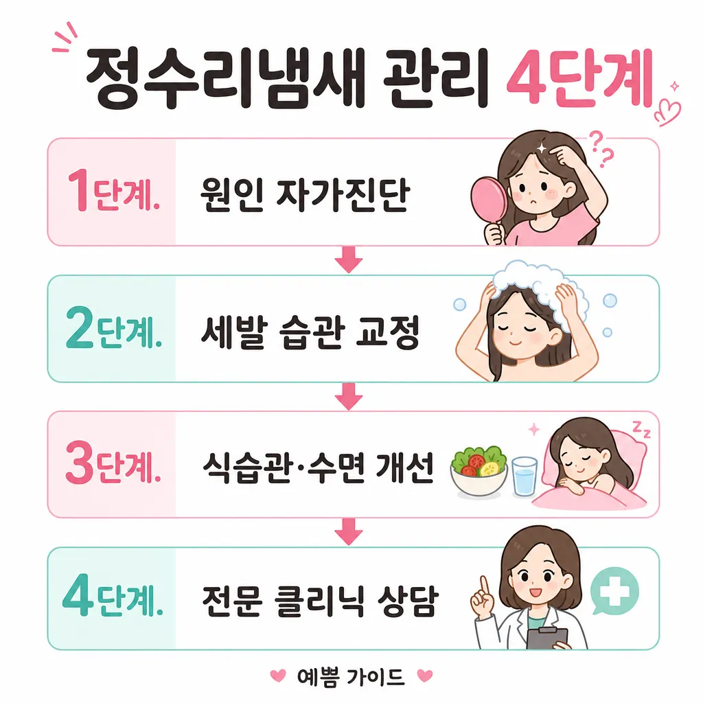 정수리냄새 관리 4단계 카와이 인포그래픽