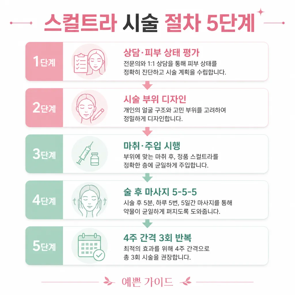 스컬트라 시술 5단계 카와이 인포그래픽
