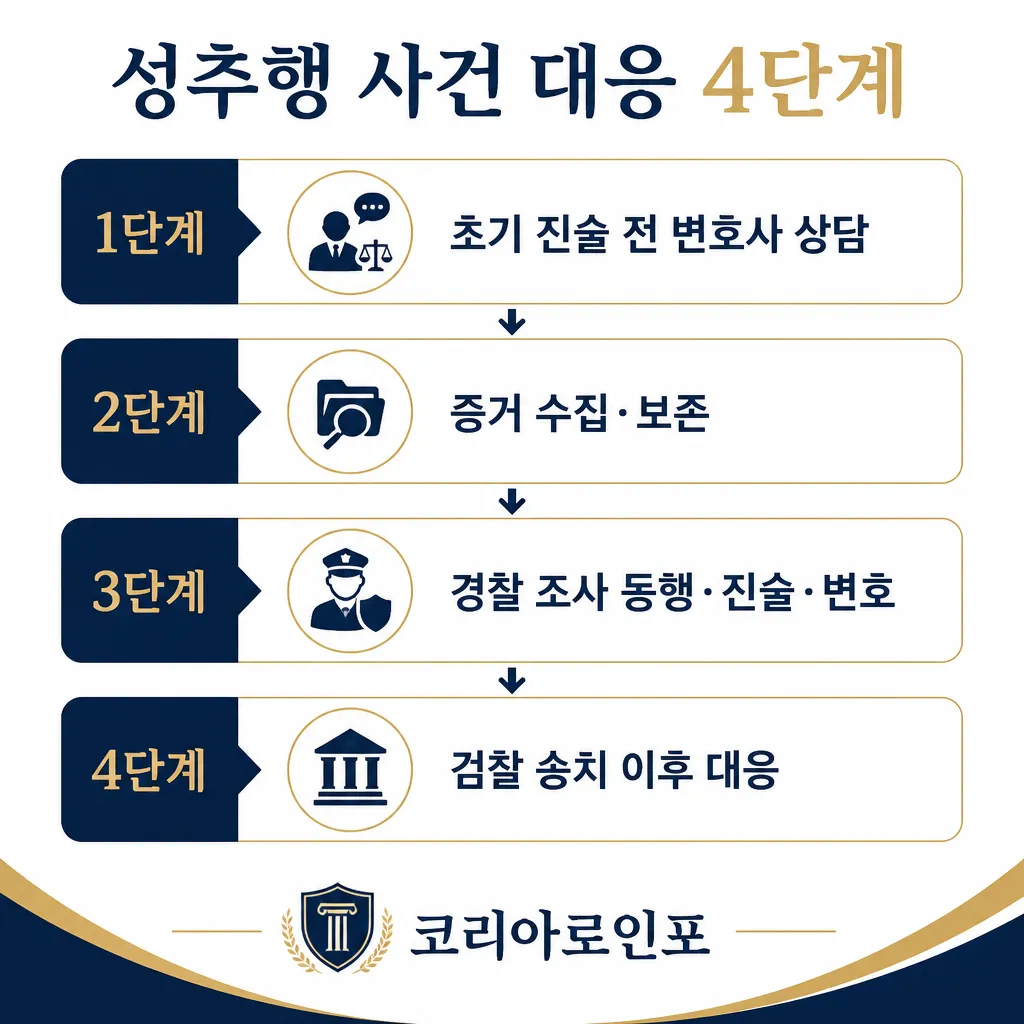 성추행 사건 대응 4단계 카와이 인포그래픽