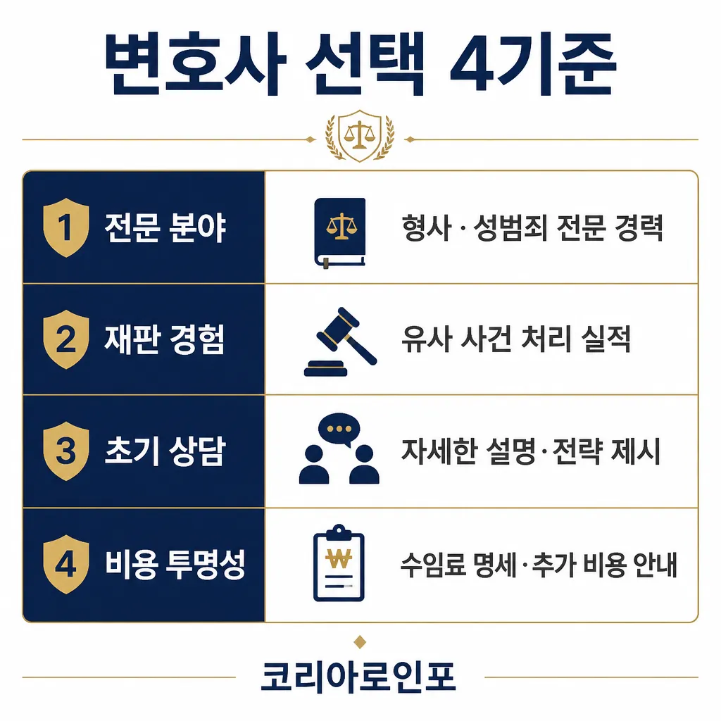 변호사 선택 4기준 카와이 인포그래픽