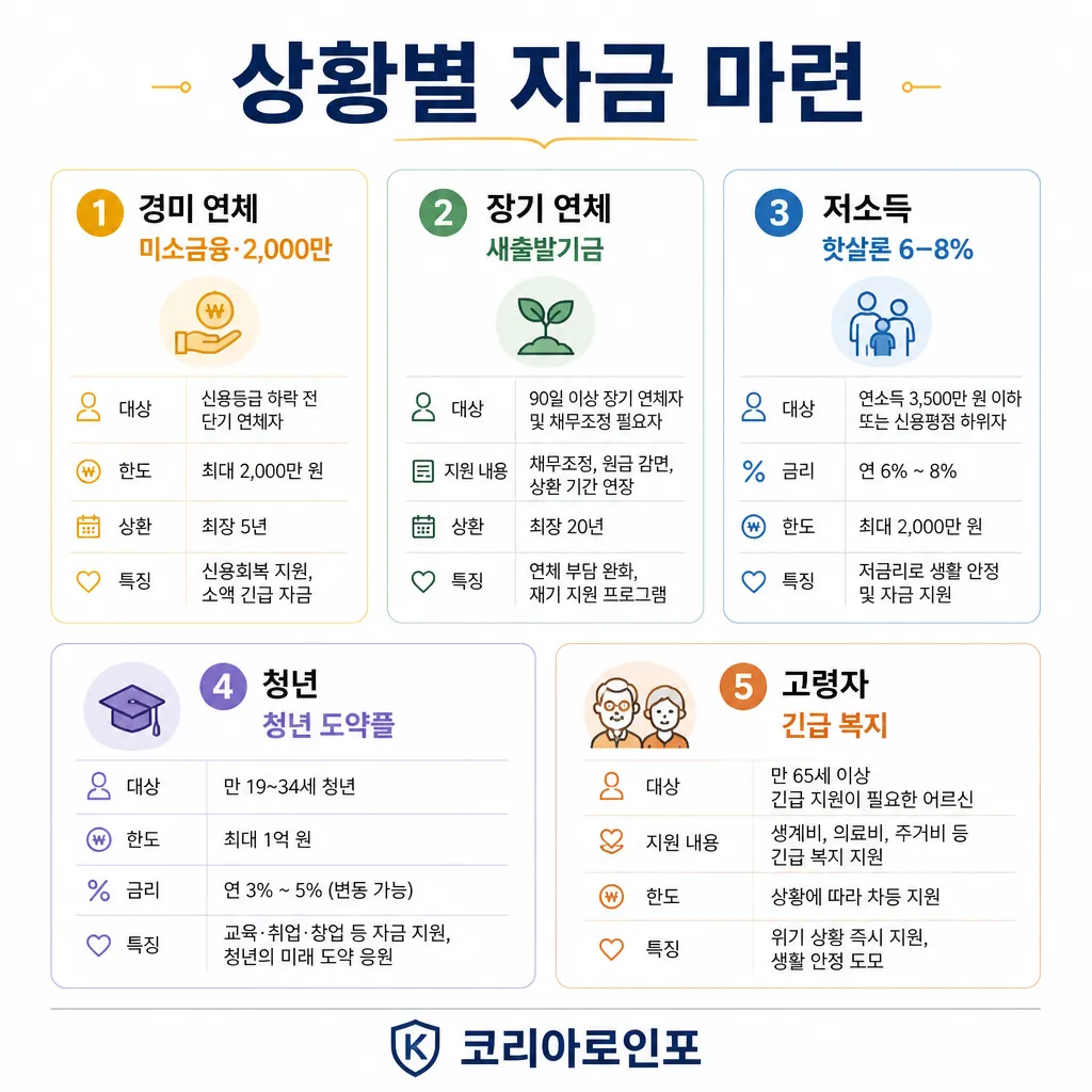 상황별 자금 마련 시뮬레이션 인포그래픽