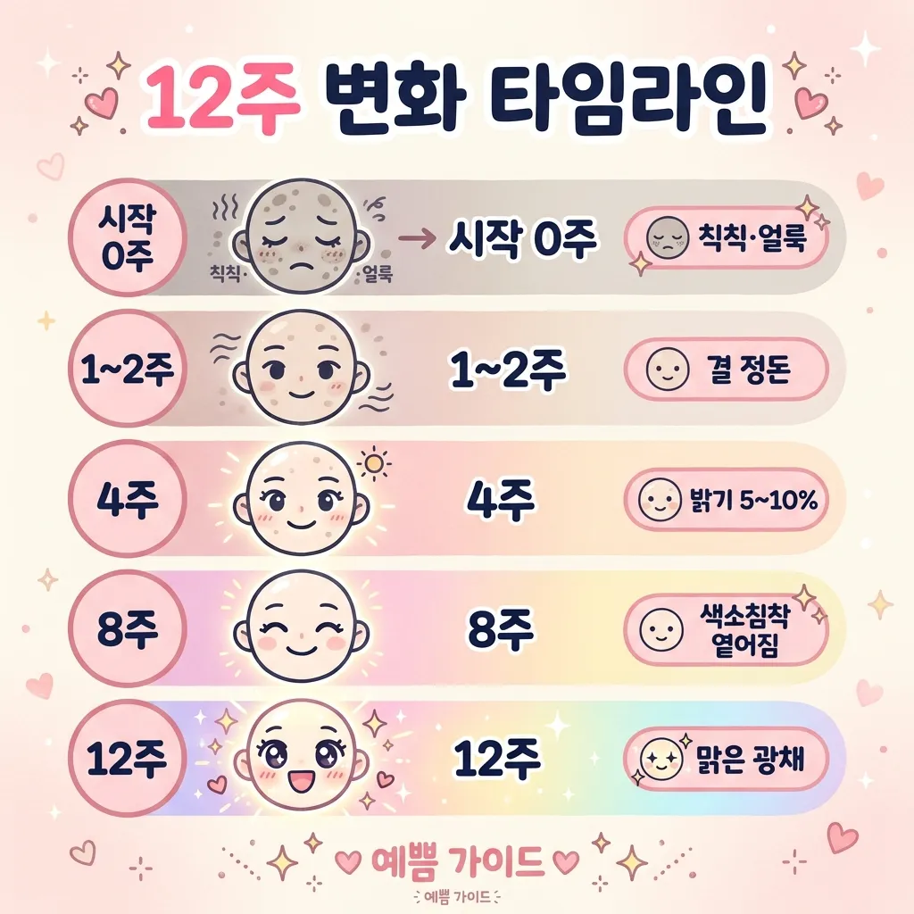 피부톤개선 12주 Before vs After 타임라인 카와이 인포그래픽